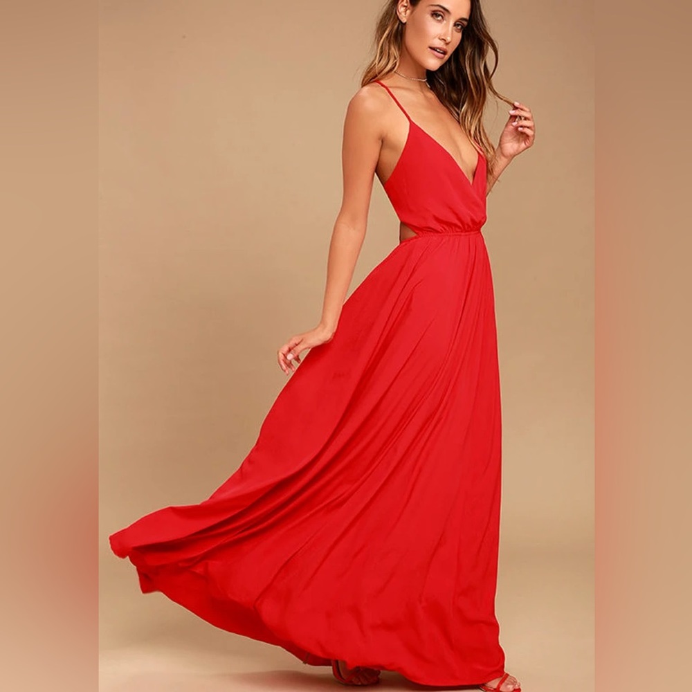 Everything's All Bright Red Backless Maxi Dress